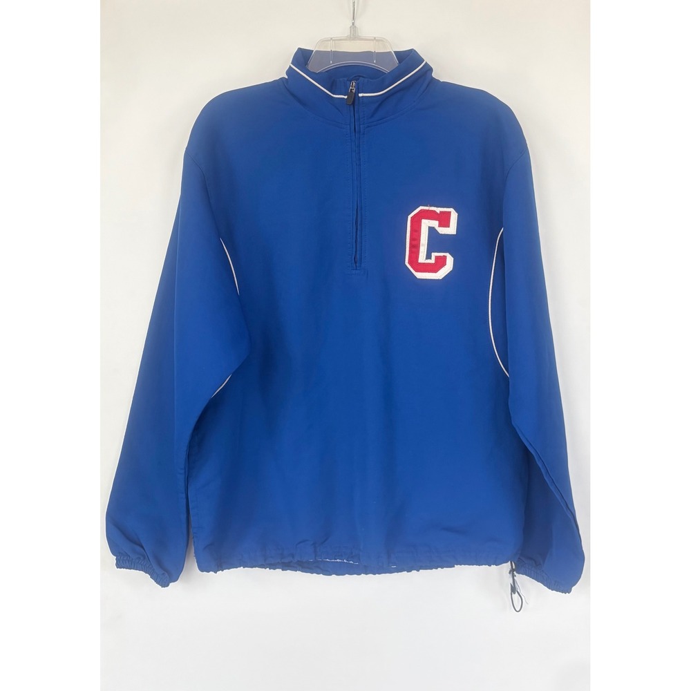 Cleveland Guardians Athletic Mens Blue 1/4 Zip Russell Windbreaker Patch‎ Logo